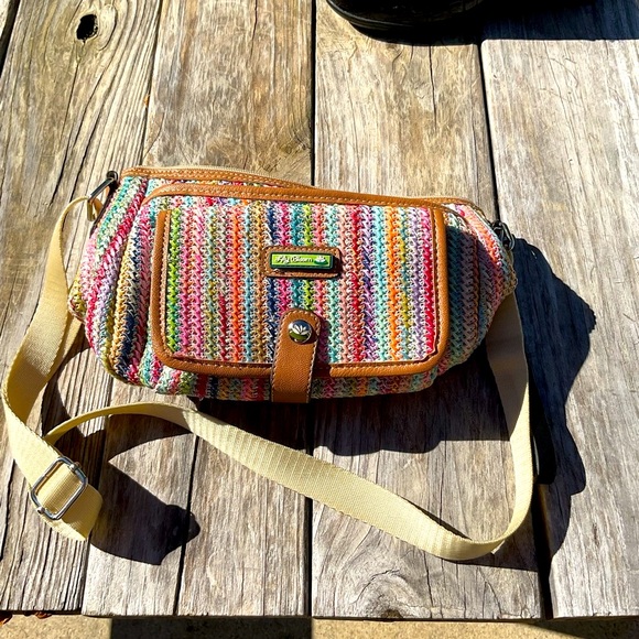 Small Lily Bloom rainbow colors purse.Lime green interior compartments. - Picture 1 of 8